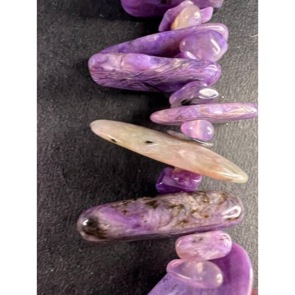 NEW charoite graduated chip beaded 20 inch necklace with stainless steel clasp - Picture 14 of 16